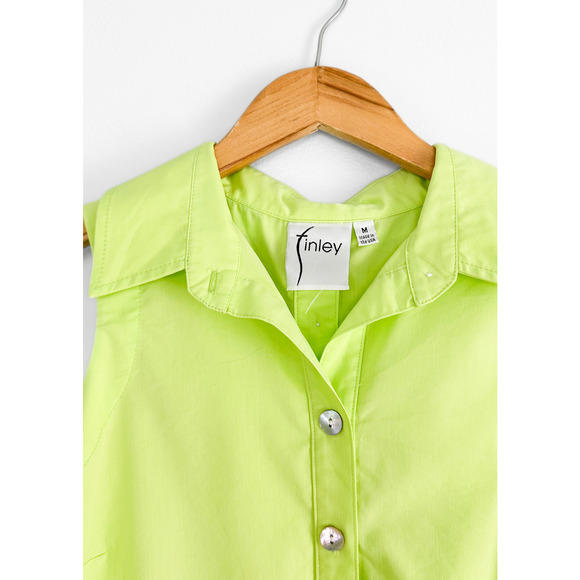 Finley Sleeveless Button Down Top in Limeade Bright Green medium - Picture 2 of 4